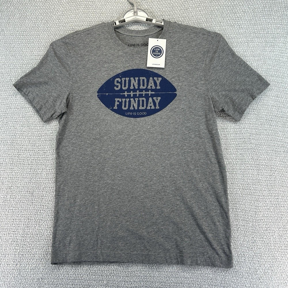 Life is Good T-Shirt Men's Small Gray Sunday Funday Football Crusher Tee Sports‎